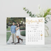 Invitation Spanish Photo Save the Date Calendar faux gold (Debout devant)
