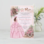 Invitation Spanish Pink Floral Charro Girl Country 15 Años (Debout devant)