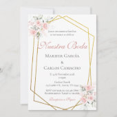 Invitation Spanish Pink Floral Wedding invitación boda españo (Devant)