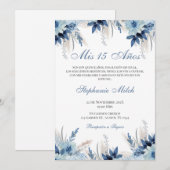 Invitation Spanish Quinceanera navy floral invite (Devant / Derrière)