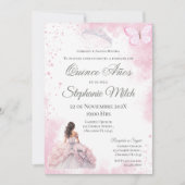 Invitation Spanish Quinceanera rose floral invite (Devant)
