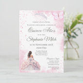 Invitation Spanish Quinceanera rose floral invite (Debout devant)