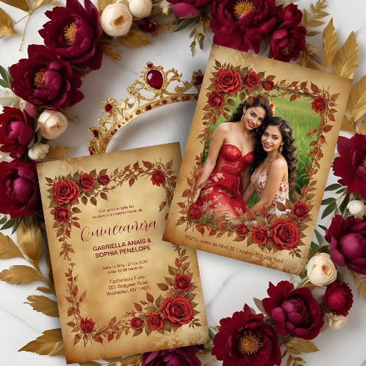 Invitation Spanish Quinceañeras Vintage Romantic Photo