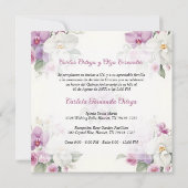 Invitation Spanish Romantic Mis XV Floral Orchids Bouquets (Dos)