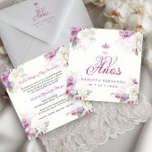 Invitation Spanish Romantic Mis XV Floral Orchids Bouquets
