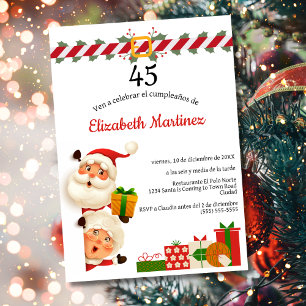 Invitation Spanish Santa & Mrs Claus Noël 45e Anniversaire