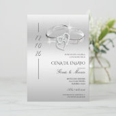 Invitation Spanish Silver Wedding Rings Rehearsal Dinner (Debout devant)