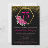 Invitation Spanish Stunning Black Gold & Pink 75e anniversair (Devant)