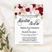 Invitation Spanish Wedding Rose Burgundy Pink Nuestra Boda