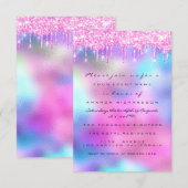 Invitation Spark Glitter Drips Rose Drips Mariage Douce 16e (Devant / Derrière)