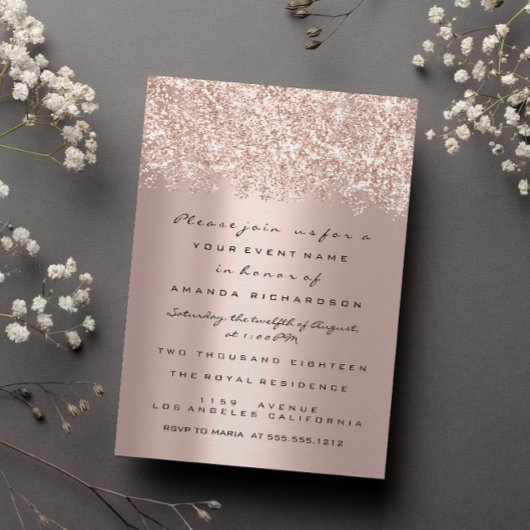 Invitation Spark Parties scintillant Confett Rose Gold Bridal