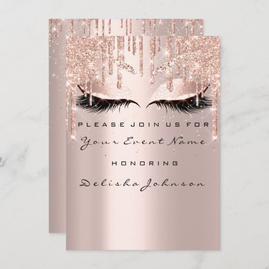 Invitation Spark Sweet 16e Parties scintillant Drips Maquilla (Devant / Derrière)