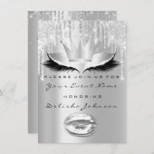Invitation Spark Sweet 16th Drip Maquillage nuptiale gris de  (Devant / Derrière)