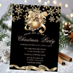 Invitation Sparkflakes Snowflakes Ball Bow Entreprise Noël