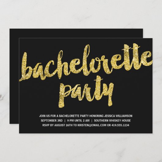Invitation Sparkings en or| Parties scintillant Look Bachelor (Devant / Derrière)