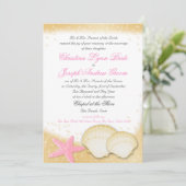 Invitation Sparkle Beach Sea Shells et Starfish (Debout devant)