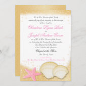 Invitation Sparkle Beach Sea Shells et Starfish (Devant / Derrière)