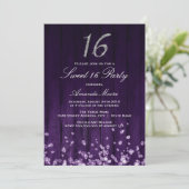 Invitation Sparkle Diamond Violet Argent Sweet 16 (Debout devant)