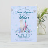 Invitation Sparkle Frozen Kingdom Château 1er Anniversaire (Debout devant)