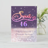 Invitation Sparkle Glam chic script de parties scintillant om (Debout devant)