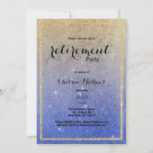 Invitation Sparkle Gold Blue Ombre Parties scintillant Retrai (Devant)