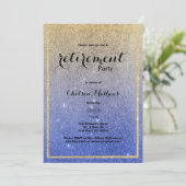 Invitation Sparkle Gold Blue Ombre Parties scintillant Retrai (Debout devant)