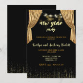 Invitation Sparkle Gold Noir Nouvel An`Soirée (Devant / Derrière)