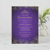 Invitation Sparkle Gold Purple Parties scintillant Quinceaner (Debout devant)