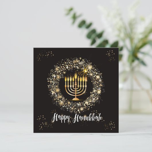 Invitation Sparkle Menorah Hanoukka (Debout devant)