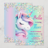 Invitation Sparkle Pastel Rainbow Unicorn Anniversaire Invita (Devant / Derrière)