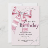 Invitation Sparkle Pink Coquette Bow 1st (Devant)