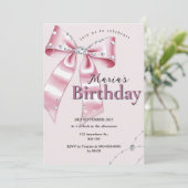 Invitation Sparkle Pink Coquette Bow 1st (Debout devant)