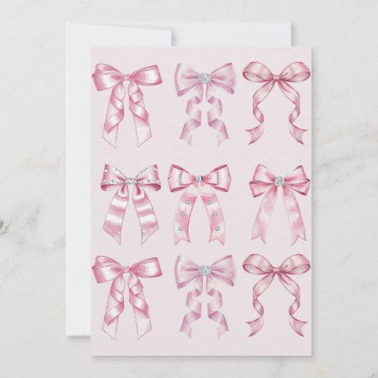 Invitation Sparkle Pink Coquette Bow 1st (Dos)