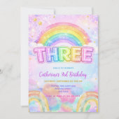 Invitation Sparkle Rainbow 3rd Birthday Party (Devant)