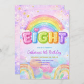 Invitation Sparkle Rainbow 8th Birthday Party (Devant / Derrière)