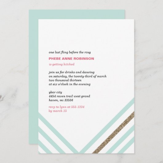 Invitation Sparkle & Shine - Bachelorette Party (Devant / Derrière)
