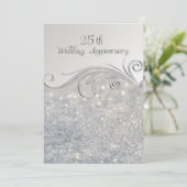 Invitation Sparkle Silver 25e Anniversaire de Mariage (Debout devant)