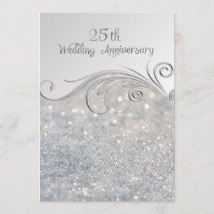 Invitation Sparkle Silver 25e Anniversaire de Mariage