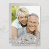 Invitation Sparkle Silver 25e Anniversaire de Mariage (Devant / Derrière)