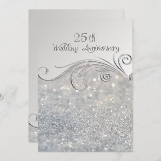 Invitation Sparkle Silver 25e anniversaire de mariage-ver2 (Devant / Derrière)