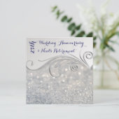 Invitation Sparkle Silver-IndigoText 25e anniversaire de mari (Debout devant)