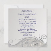 Invitation Sparkle Silver-IndigoText 25e anniversaire de mari (Dos)