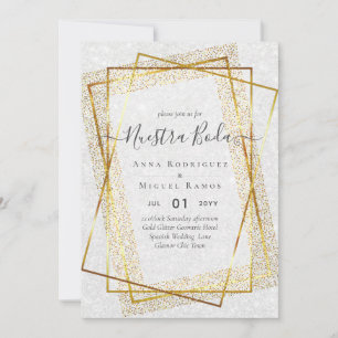 Invitation Sparkle Silver Nuestra Boda Bilingue