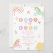 Invitation Sparkle Unicorn Enregistrer La Date (Devant)