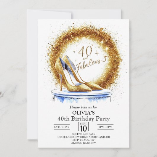 Invitation Sparkles femmes Digital Gold 40e anniversaire (Devant)