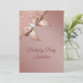 Invitation Sparkles & Rose Gold Glamour Birthday (Debout devant)