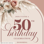 Invitation Sparkling Arch Powder Pink Pampas Floral Fifty