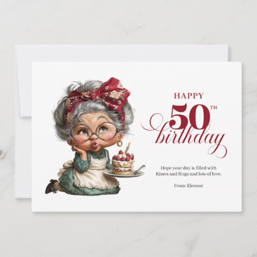 Invitation Sparkling Funny 50th Quirky Birthday Lady Card (Devant)