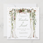 Invitation Sparkling Gold Floral Chuppah Canopy Wedding (Devant)