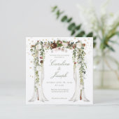 Invitation Sparkling Gold Floral Chuppah Canopy Wedding (Debout devant)